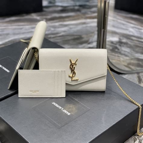 ysl uptown leather wallet|saint laurent wallet on chain.